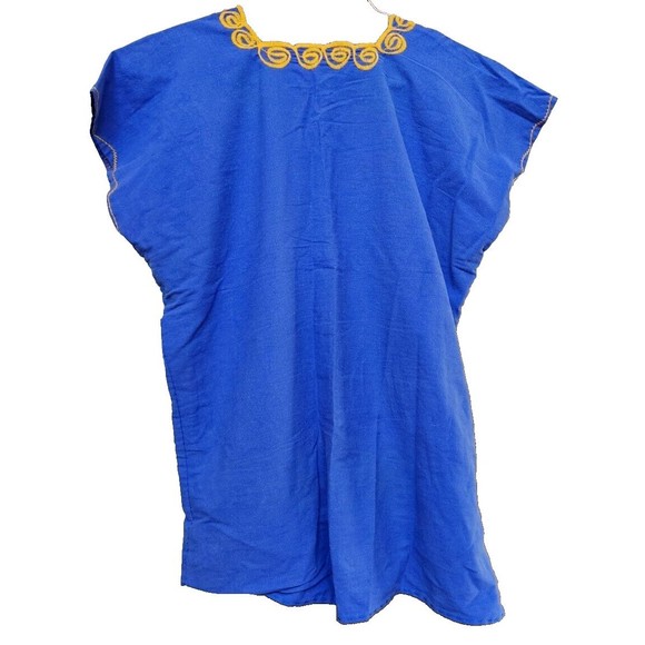 Biue Embroidered Mexican Top Size L Boho Hippie Gypsy Ethnic - Picture 3 of 3